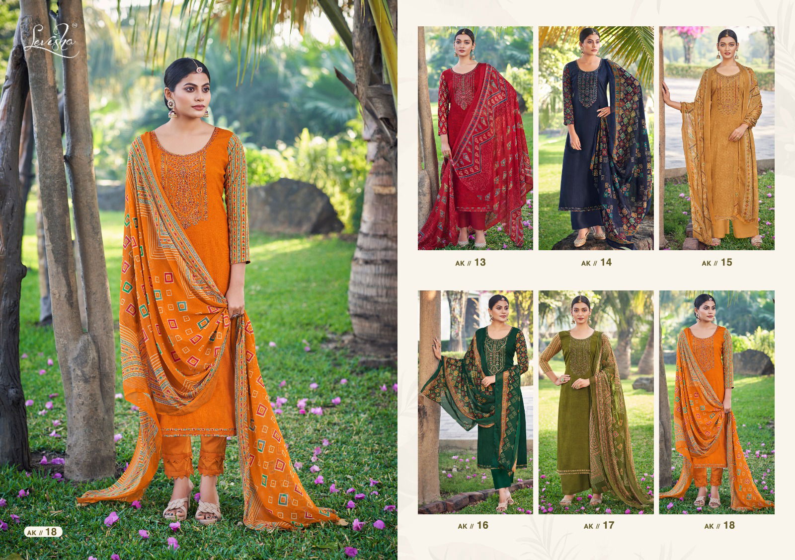 Anamika By Levisha AK-13 To AK-18 Dress Material Catalog